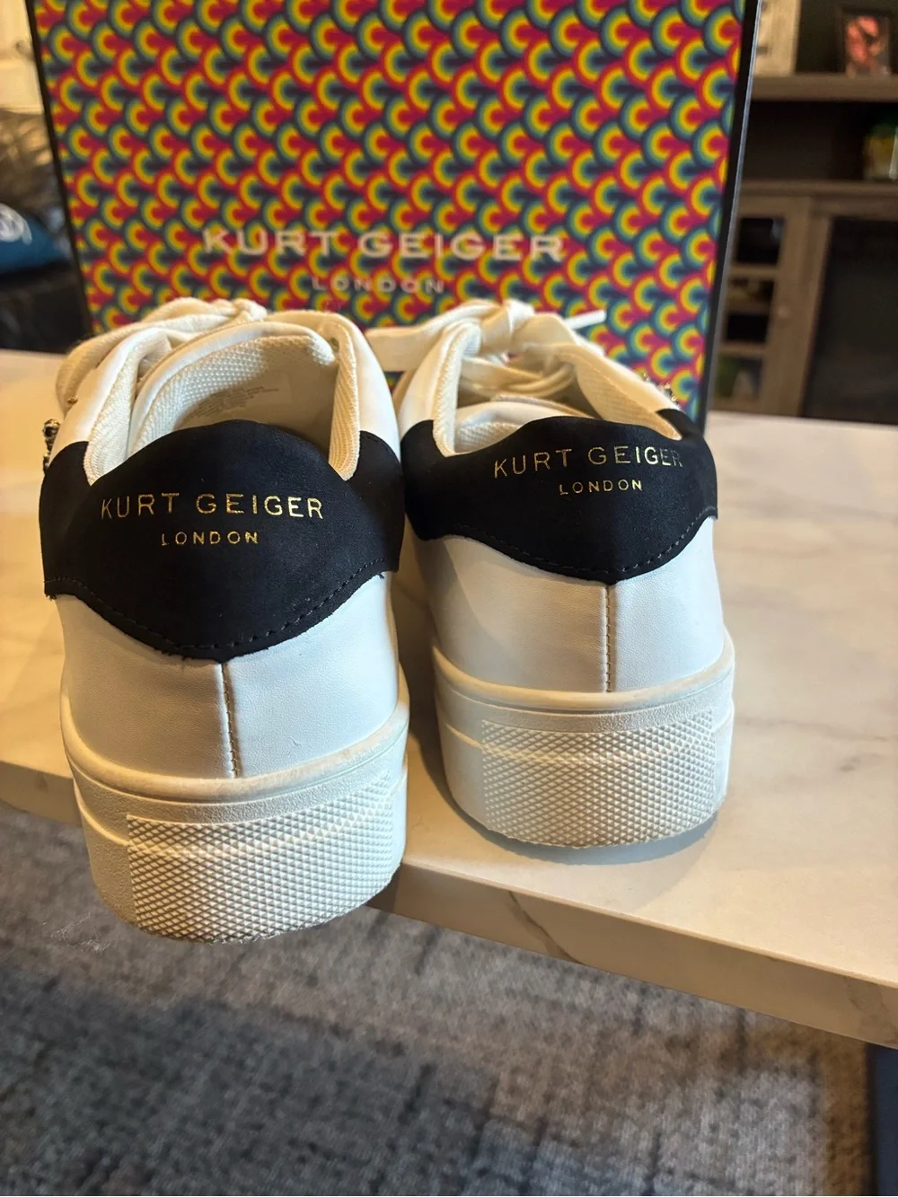 Kurt Geiger White Sneakers with Beaded Eye Motif big kids size 5